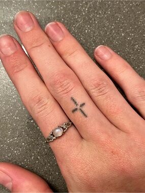 Old Navy Silver Filigree Ring with Moonstone Accent - White